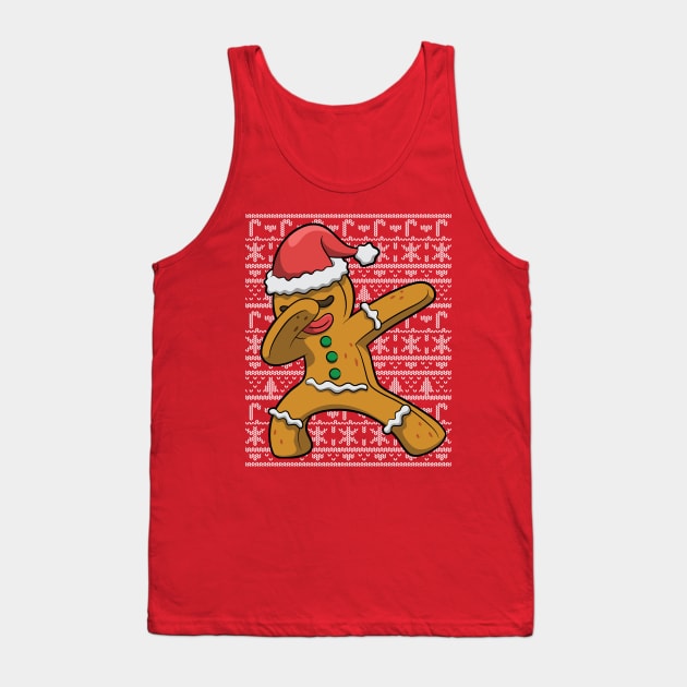 Dabbing Gingerbread Man Ugly Christmas Sweater Tank Top by E
